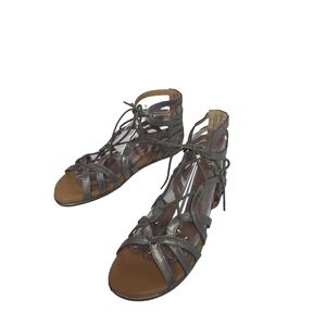 GentleSouls by KennethCole Break My Heart Pewter Metallic Gladiator Sandals 8.5M